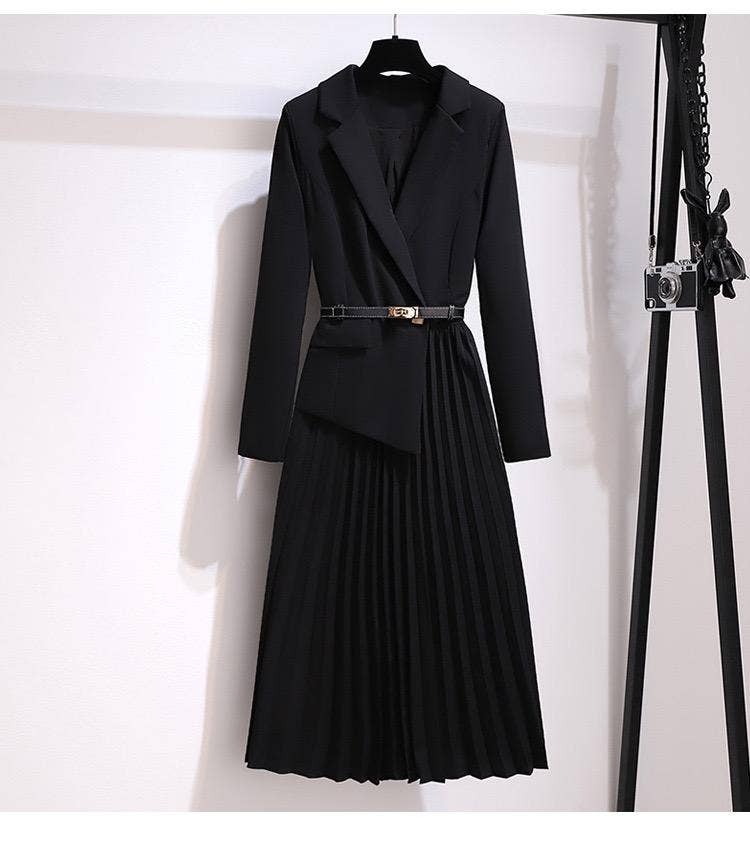 Pleated Blazer Dress