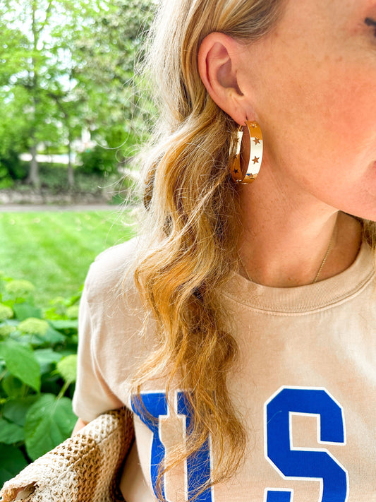 Starry Sky Gold Star Hoop Earrings