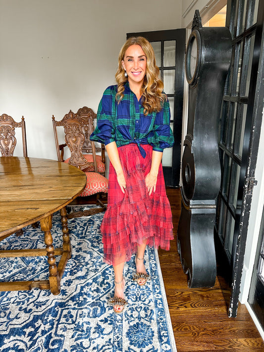 Plaid Tulle Skirt