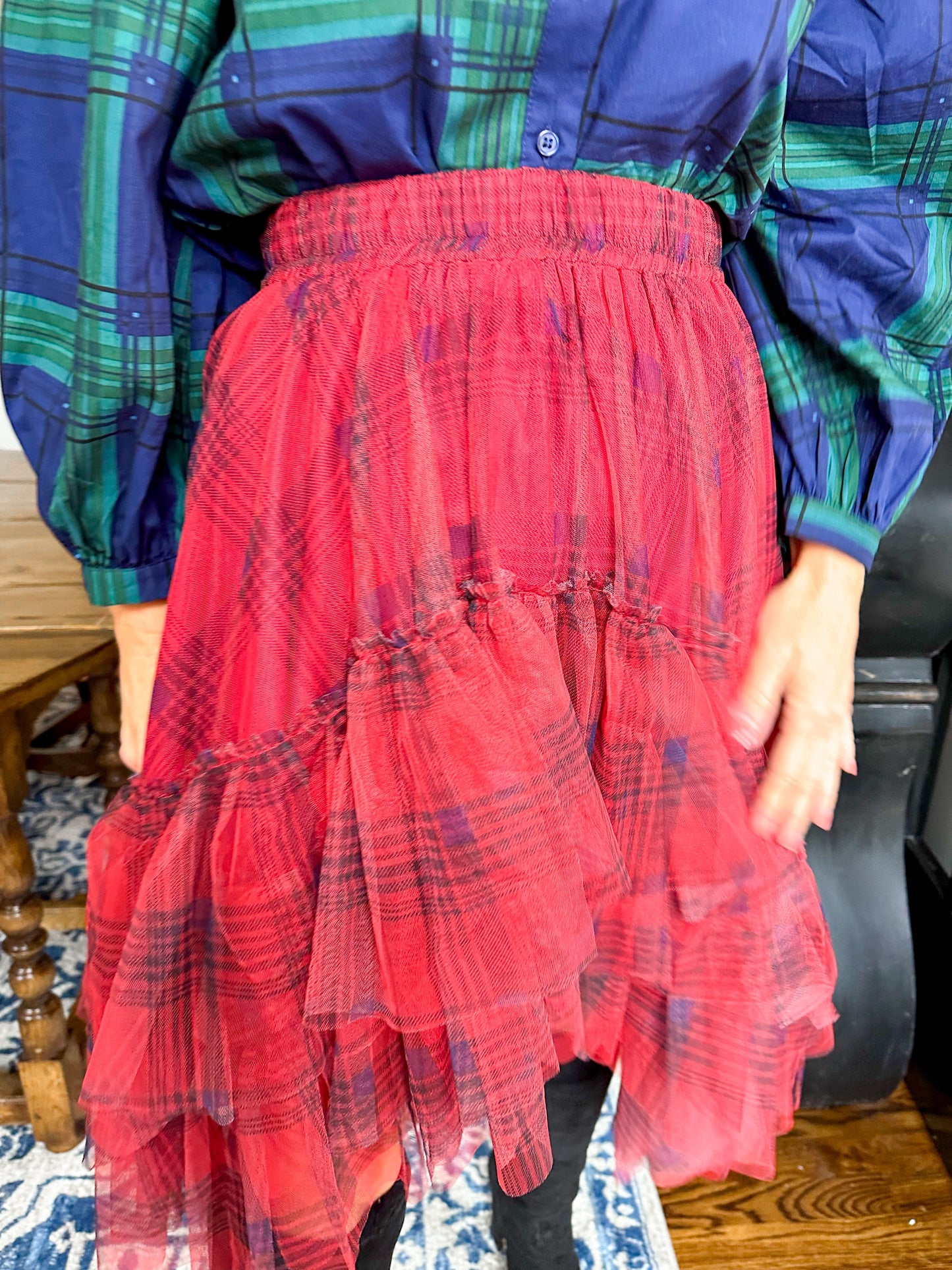 Plaid Tulle Skirt